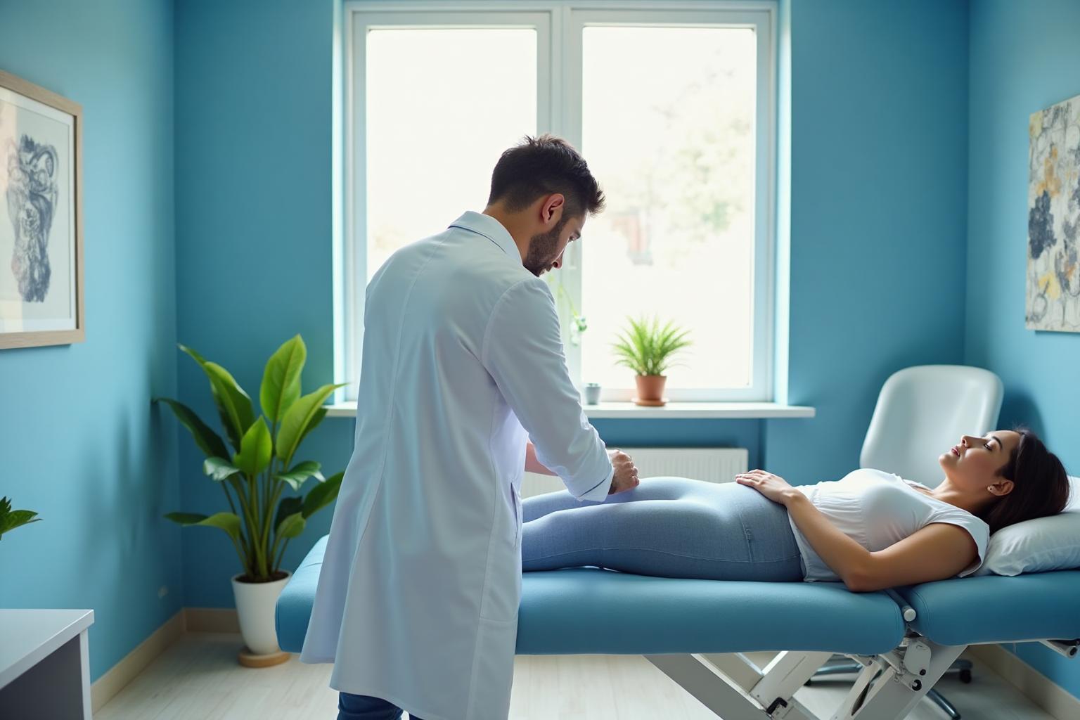 Professional chiropractor providing treatment in modern clinic